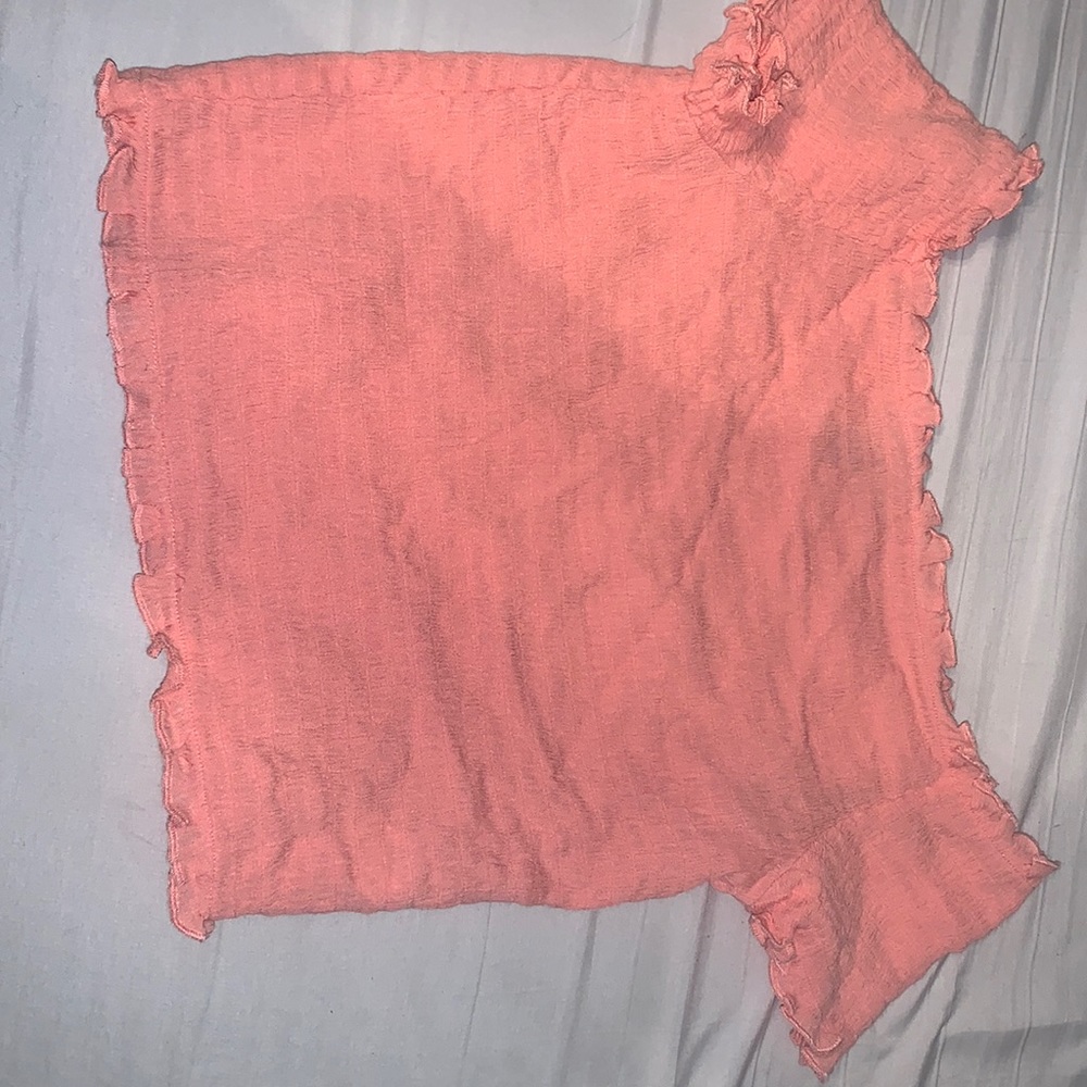 Coral ruffled crop top